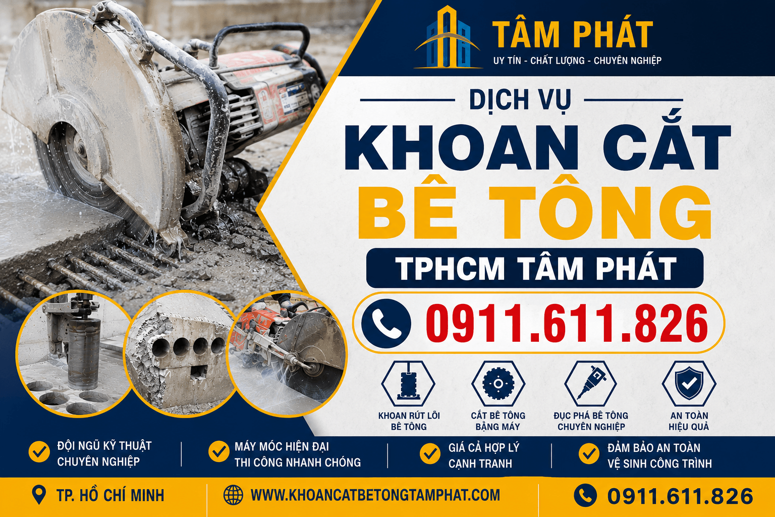 Khoan cắt bê tông tâm phát