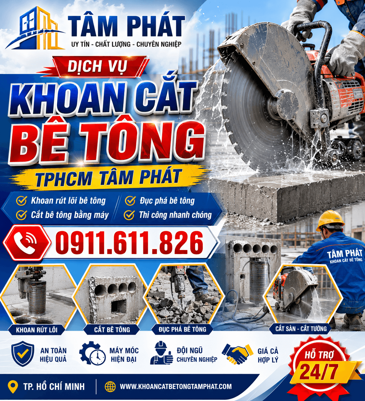 khoan cắt bê tông tâm phát